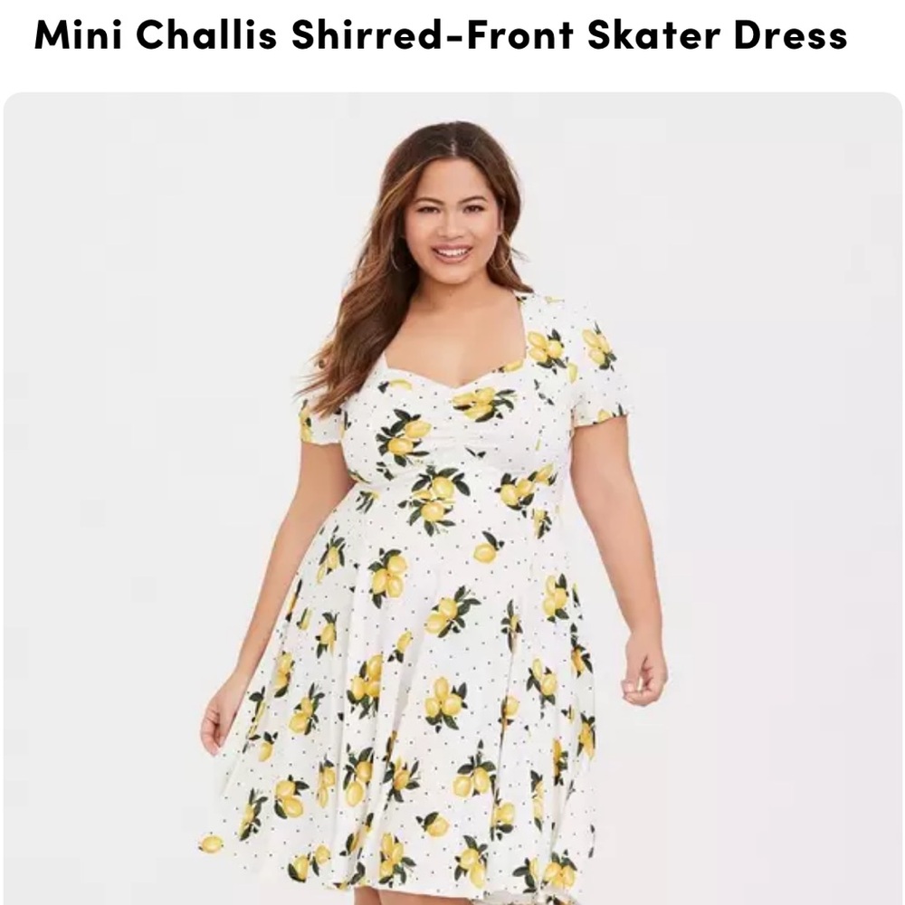 Torrid Challis lemon Print Skater Dress